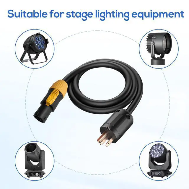 Alt view image 6 of 7 - 12AWG PowerCon True CableNEMA5-15P to SAC3FX PowerCon True-10FT | P65 Profeesional Hand-Built for LED Screen Beam Moving Head Light, Stage Light Power,Audio Video Equipment and More