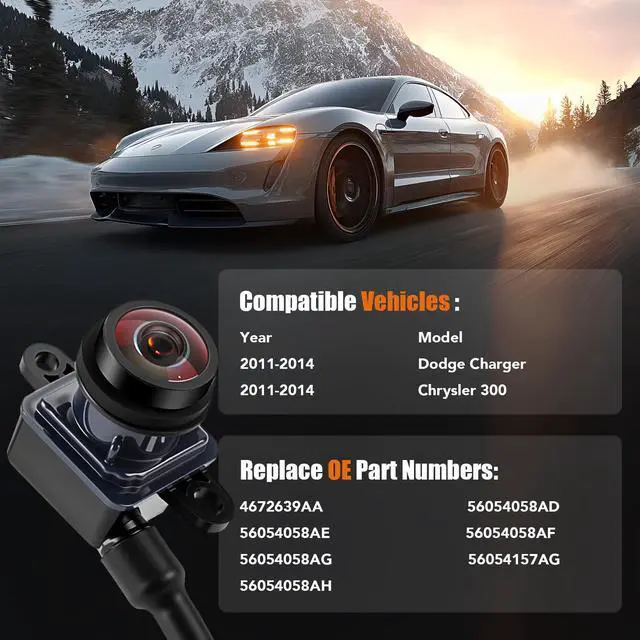 Alt view image 2 of 7 - Rear View Backup Camera for 2011 2012 2013 2014 Dodge Charger Chrysler 300 | Night Vision, Wide-angle, Parking Assist Reverse Camera Plug-and-Play Replaces# 56054058AD, 56054058AF, 56054058AE