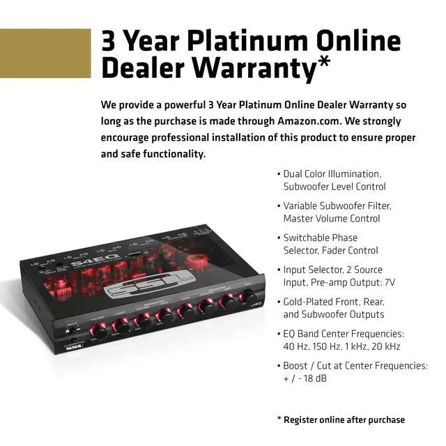 Alt view image 2 of 5 - S4EQ 4 Band Pre-Amp Car Audio Stereo Equalizer
