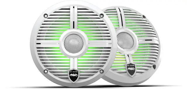 Main image of Recon 6 XW-W | High Output Component Style 6.5" Marine Coaxial Speakers with White Grille and RGB Backlighting