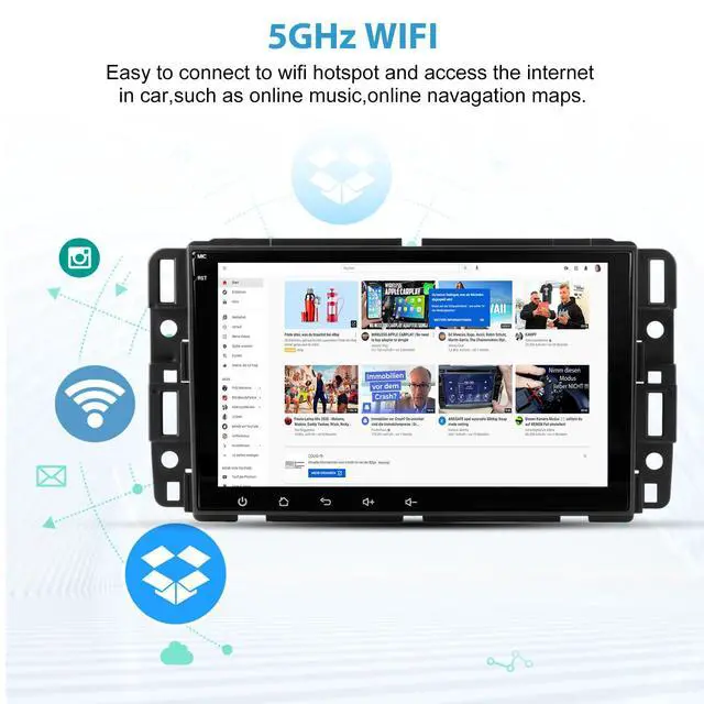 Alt view image 4 of 7 - 8" Car Radio Stereo 64GB for Chevy Silverado Suburban GMC Sierra