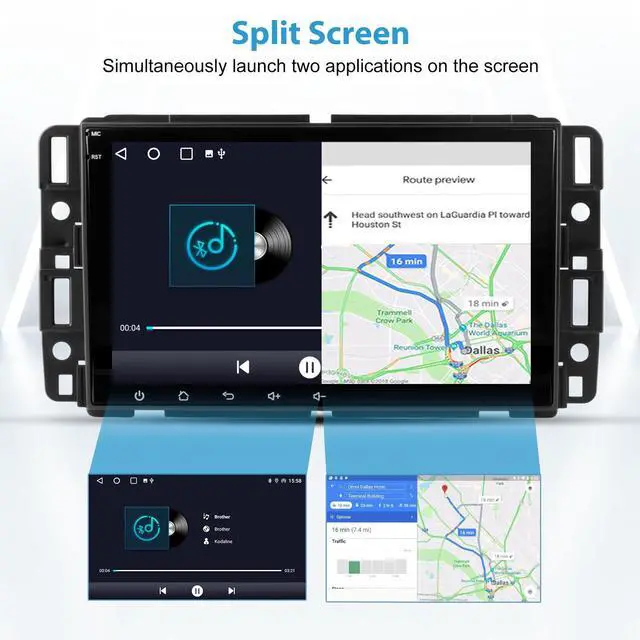 Alt view image 6 of 7 - 8" Car Radio Stereo 64GB for Chevy Silverado Suburban GMC Sierra