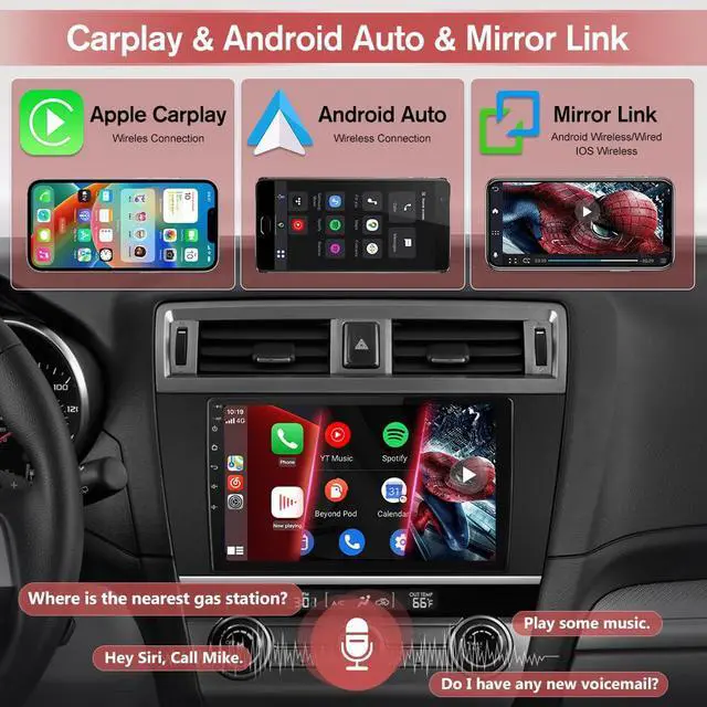 Alt view image 2 of 7 - Car Stereo for Subaru Outback Legacy 2015-2018 9' Touch Screen CarPlay | 9-inch Touch Screen Upgrade CarPlay/Android Auto 2G RAM 32G ROM GPS Navigation Bluetooth Backup Camera