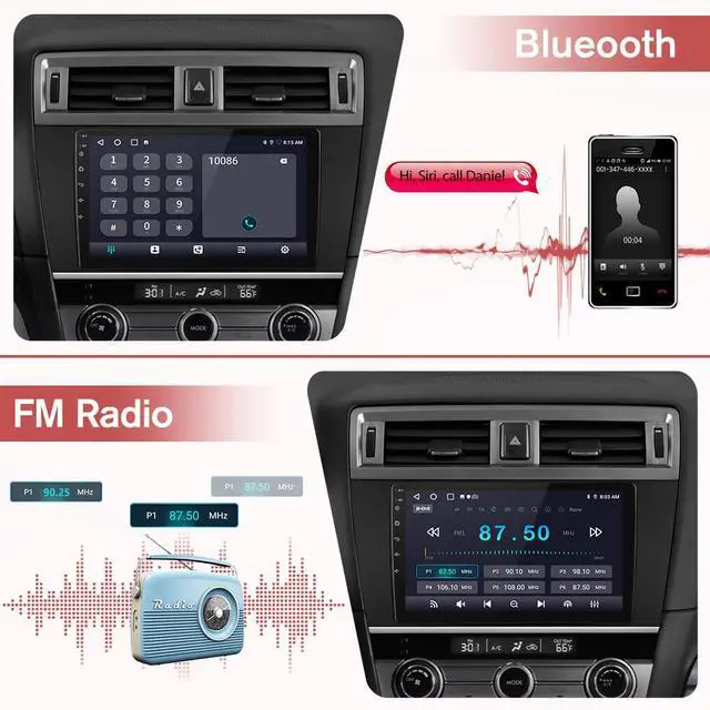 Alt view image 6 of 7 - Car Stereo for Subaru Outback Legacy 2015-2018 9' Touch Screen CarPlay | 9-inch Touch Screen Upgrade CarPlay/Android Auto 2G RAM 32G ROM GPS Navigation Bluetooth Backup Camera