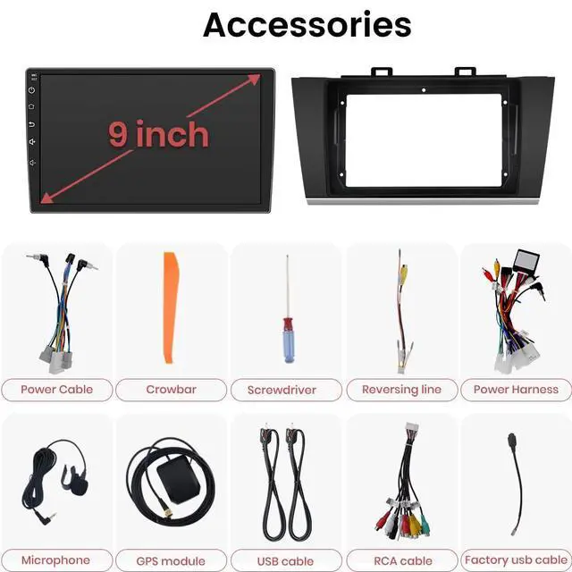Alt view image 7 of 7 - Car Stereo for Subaru Outback Legacy 2015-2018 9' Touch Screen CarPlay | 9-inch Touch Screen Upgrade CarPlay/Android Auto 2G RAM 32G ROM GPS Navigation Bluetooth Backup Camera