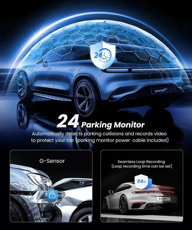 Alt view image 5 of 7 - 4K Rear View Mirror Camera with Carplay & Android Auto | 11.26" Smart Touch Screen Mirror Dash Cam Front and Rear with Voice Control, Parking Monitor, Reverse Assist for Car Truck