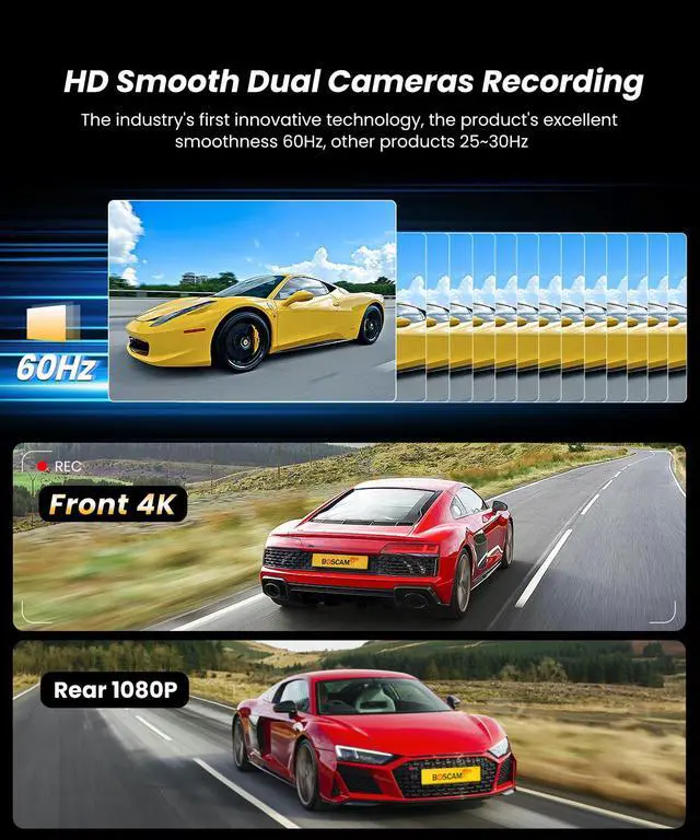 Alt view image 4 of 7 - 4K Rear View Mirror Camera with Carplay & Android Auto | 11.26" Smart Touch Screen Mirror Dash Cam Front and Rear with Voice Control, Parking Monitor, Reverse Assist for Car Truck