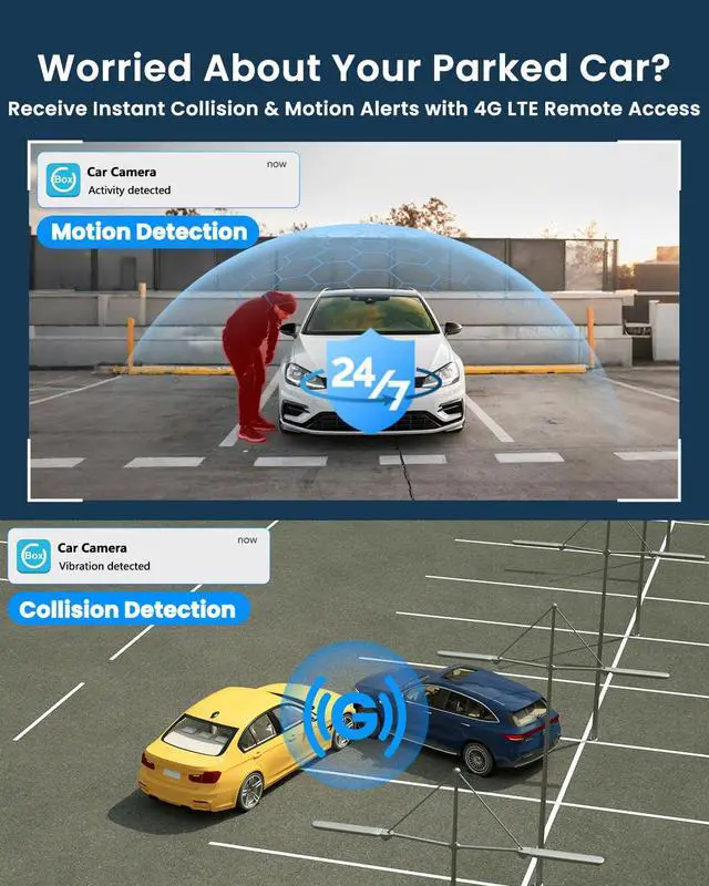 Alt view image 5 of 7 - 4G LTE Dash Cam with SIM Card, Remote Live View & 24/7 Parking Monitor | Car Security Camera with AI Motion Alerts, 2-Way Talk, G-Sensor, SD/Cloud, Theft & Vandalism Protection for Fleet & Family