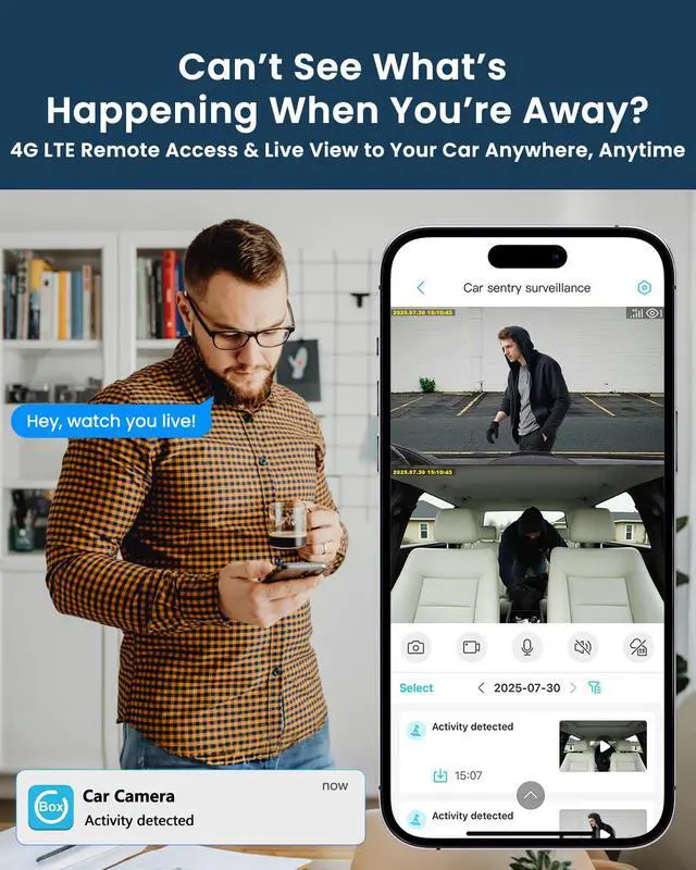 Alt view image 3 of 7 - 4G LTE Dash Cam with SIM Card, Remote Live View & 24/7 Parking Monitor | Car Security Camera with AI Motion Alerts, 2-Way Talk, G-Sensor, SD/Cloud, Theft & Vandalism Protection for Fleet & Family