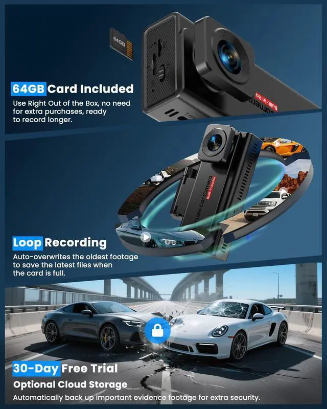 Alt view image 7 of 7 - 4G LTE Dash Cam with SIM Card, Remote Live View & 24/7 Parking Monitor | Car Security Camera with AI Motion Alerts, 2-Way Talk, G-Sensor, SD/Cloud, Theft & Vandalism Protection for Fleet & Family