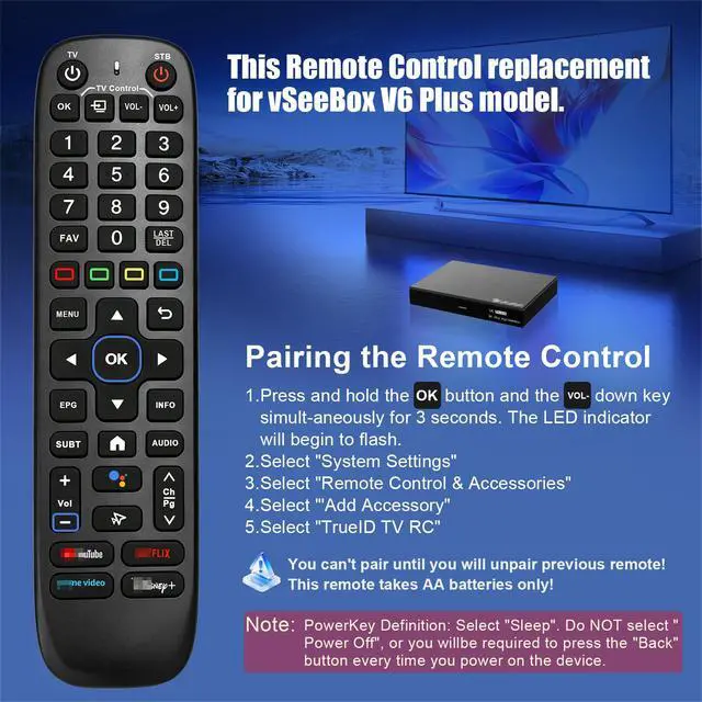 Alt view image 3 of 7 - Backlight V6 Plus Voice Remote Control Replacement for Vseebox V6plus Remote Compatible for vSeeBox V5 Pro,3 Pro, V3 Plus