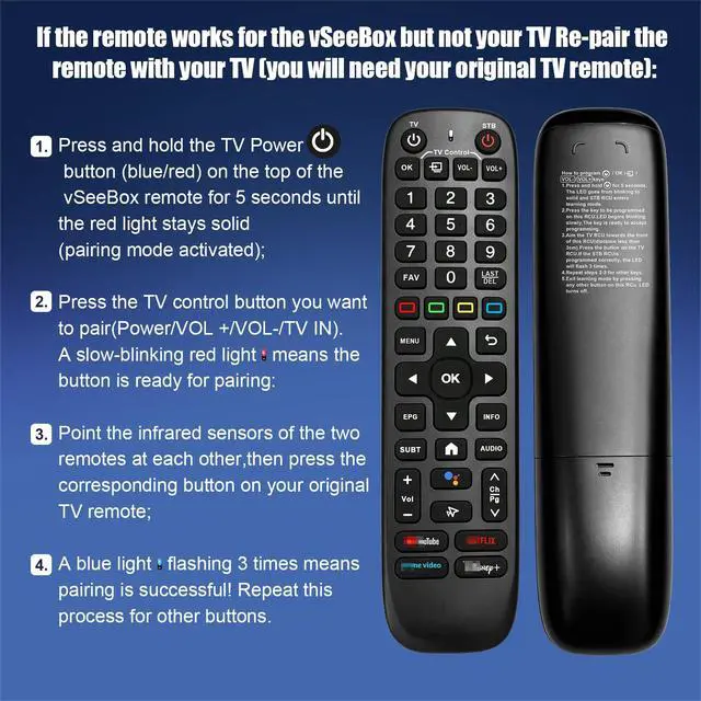 Alt view image 6 of 7 - Backlight V6 Plus Voice Remote Control Replacement for Vseebox V6plus Remote Compatible for vSeeBox V5 Pro,3 Pro, V3 Plus