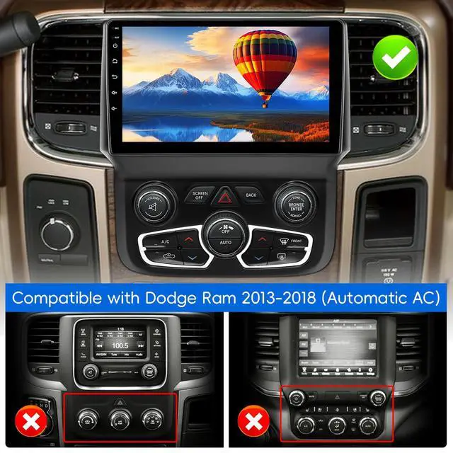Alt view image 2 of 7 - Car Radio Stereo for Dodge RAM 1500 2500 3500 2013-2018 Automatic AC | 2+64G Android 13 Touch Screen Radio Upgrade with Wireless CarPlay Android Auto Bluetooth GPS Navigation