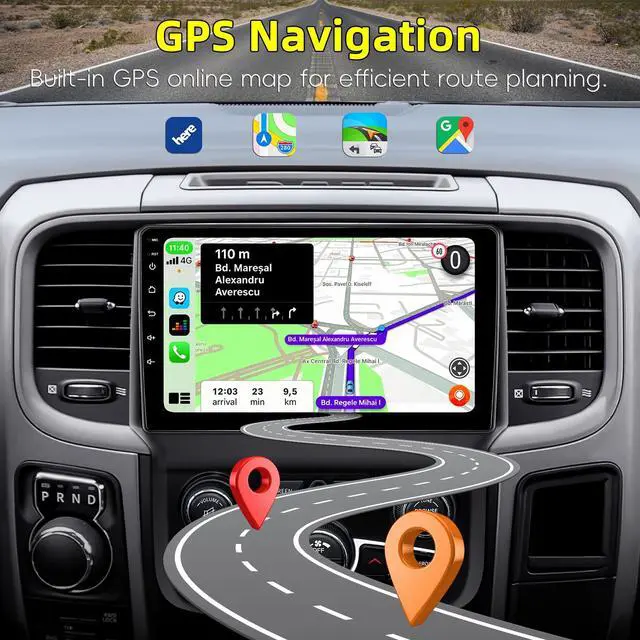 Alt view image 4 of 7 - Car Radio Stereo for Dodge RAM 1500 2500 3500 2013-2018 Automatic AC | 2+64G Android 13 Touch Screen Radio Upgrade with Wireless CarPlay Android Auto Bluetooth GPS Navigation