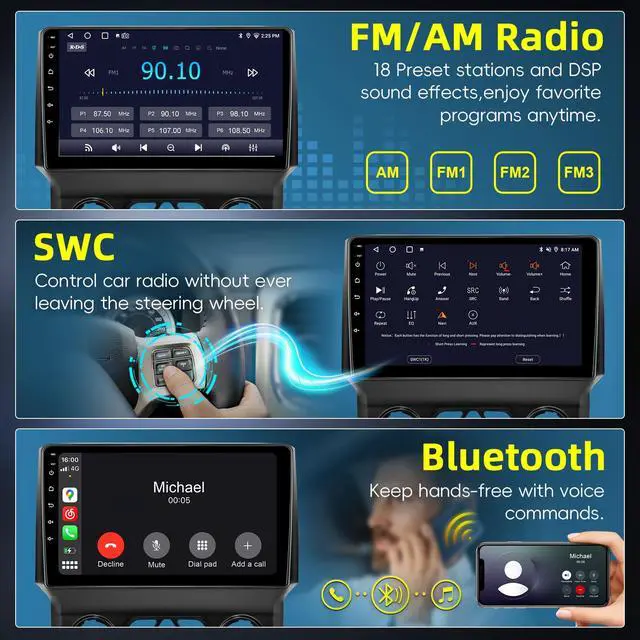 Alt view image 6 of 7 - Car Radio Stereo for Dodge RAM 1500 2500 3500 2013-2018 Automatic AC | 2+64G Android 13 Touch Screen Radio Upgrade with Wireless CarPlay Android Auto Bluetooth GPS Navigation