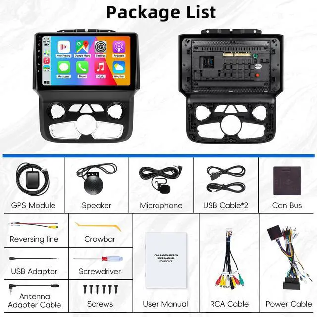 Alt view image 7 of 7 - Car Radio Stereo for Dodge RAM 1500 2500 3500 2013-2018 Automatic AC | 2+64G Android 13 Touch Screen Radio Upgrade with Wireless CarPlay Android Auto Bluetooth GPS Navigation