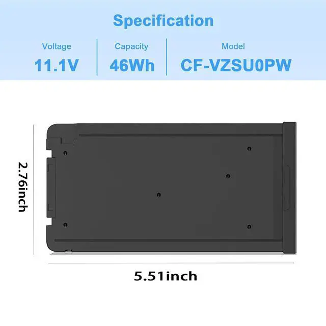 Alt view image 5 of 7 - CF-VZSU0PR CF-VZSU0PW Laptop Battery Compatible with Panasonic Toughbook CF54 CF-54 Mk1 Mk2 Mk3 Series 54 Gloved Multi Touch 54 Lite 54 Performance 54 Prime CF-54F9001KM CF-VZSU0GW CF-VZSU0KR 46Wh
