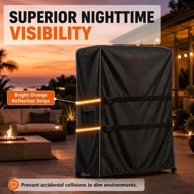Alt view image 3 of 7 - Outdoor TV Trolley Cover for 70-75 Inch Screen, Heavy Duty 600D Waterproof Rolling TV Stand Cover, Weatherproof Mobile TV Cart on Wheels Protector with Remote Pocket, Black 70"x15"x57"