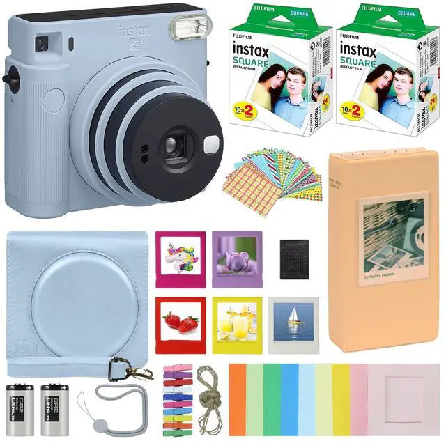 Main image of Instax Square SQ1 Instant Camera Glacier Blue with Carrying Case + Fuji Instax Film Value Pack (40 Sheets) Accessories Bundle, Photo Album, Assorted Frames + More