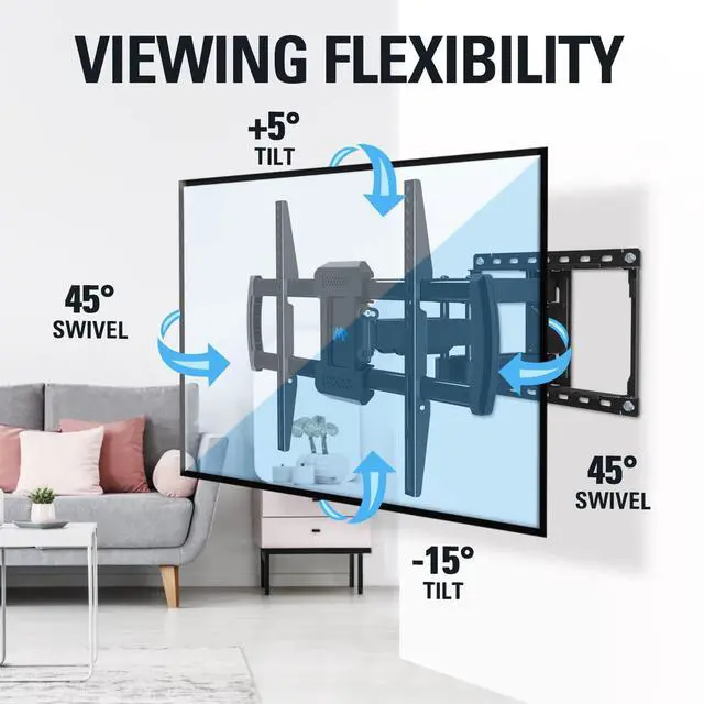 Alt view image 4 of 7 - TV Wall Mount for 42-84 Inch TVs, Full Motion Articulating Bracket with Swivel and Tilt, Max VESA 600x400mm, Up to 100lbs, Fits 16" Wood Studs MD2619