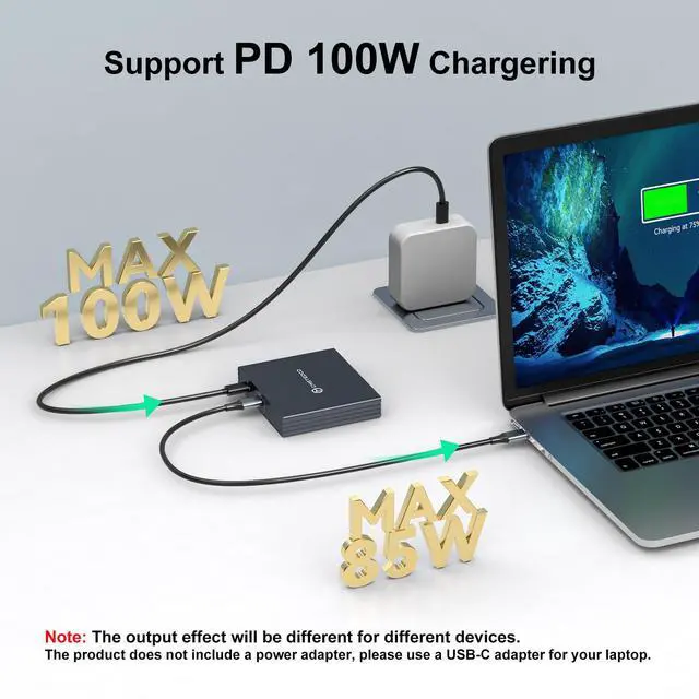 Alt view image 6 of 7 - USB C to 3 HDMI Adapter 4K60Hz HDMI Splitter Extended Display 3 Monitors MST HUB USBC Splitter 1 in 3 Out with 100W PD Charging, Compatible with Laptop,PC,USB-C Graphics Card