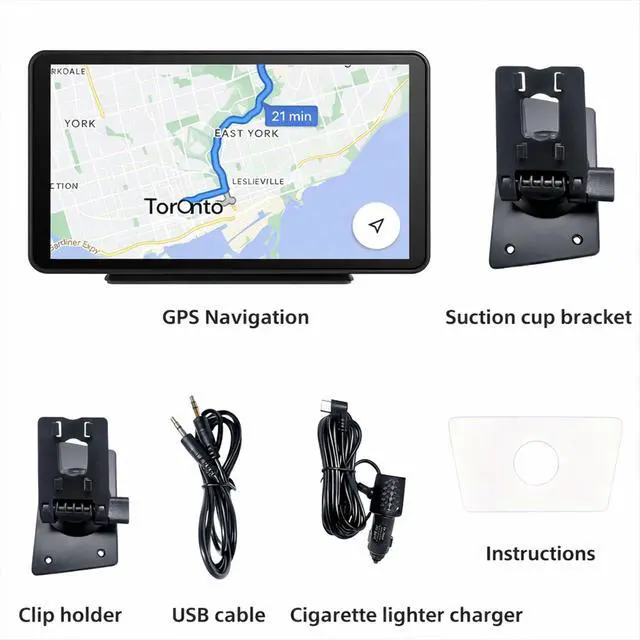 Alt view image 2 of 5 - Wireless Carplay Screen for Car,7" Portable Apple Carplay and Android auto, GPS Navigation, Mirror Link, Siri & Voice Control