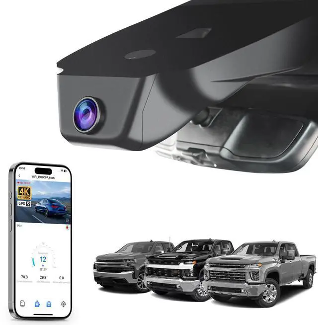 Main image of STARVIS 2 Front 4K HDR Dash Cam IMX678, Fit for Chevy Silverado 1500 2022-2026 2500 HD/3500 HD 2024-2026(Model C), 5GHz WiFi, GPS, 64 GB