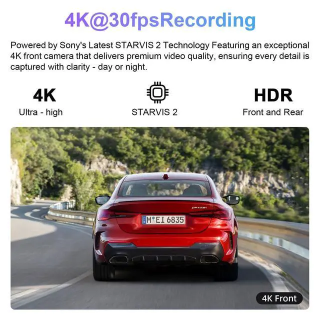 Alt view image 4 of 7 - STARVIS 2 Front 4K HDR Dash Cam IMX678, Fit for Chevy Silverado 1500 2022-2026 2500 HD/3500 HD 2024-2026(Model C), 5GHz WiFi, GPS, 64 GB