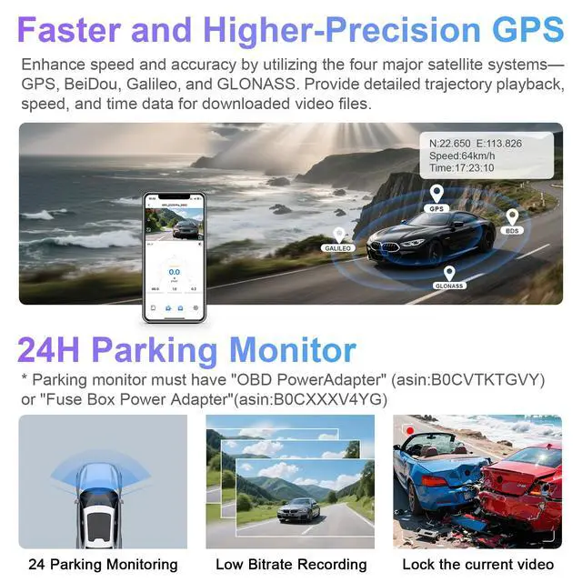Alt view image 5 of 7 - STARVIS 2 Front 4K HDR Dash Cam IMX678, Fit for Chevy Silverado 1500 2022-2026 2500 HD/3500 HD 2024-2026(Model C), 5GHz WiFi, GPS, 64 GB