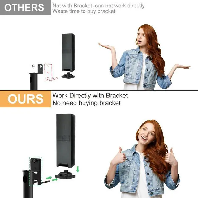 Alt view image 2 of 7 - Adjustable Stand for Bose Speaker Stands, for OmniJewel Lifestyle 650, Surround Speaker 700, Floor Speakers Stands for Bose Floor Stand, with OmniJewel Bracket, Black (Pack of 2)