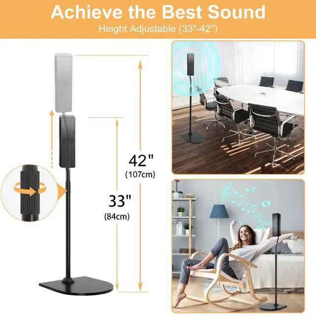 Alt view image 5 of 7 - Adjustable Stand for Bose Speaker Stands, for OmniJewel Lifestyle 650, Surround Speaker 700, Floor Speakers Stands for Bose Floor Stand, with OmniJewel Bracket, Black (Pack of 2)