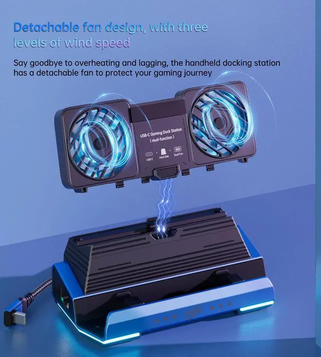 Alt view image 3 of 7 - YCE 14-in-1 Steam Deck Dock for Switch, ROG Ally, Legion Go | Adjustable-speed dual fans and M.2 NVMe slot. 4K60, LAN, USB-A, PD, SD/TF. For OLED, Ally X, Switch 2, Go S