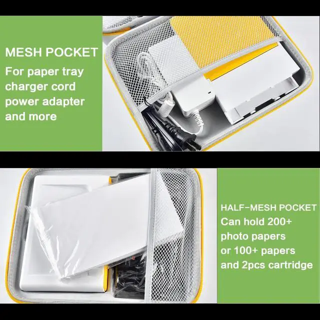 Alt view image 3 of 6 - Hard Shell Case for KODAK Dock Plus 4PASS 4x6 Photo Printer | Custom Molded Organizer, Stores 4x6 Photo Paper, Ink Cartridges, Paper Tray and Power Adapter, Carry Handle, Case Only, Black