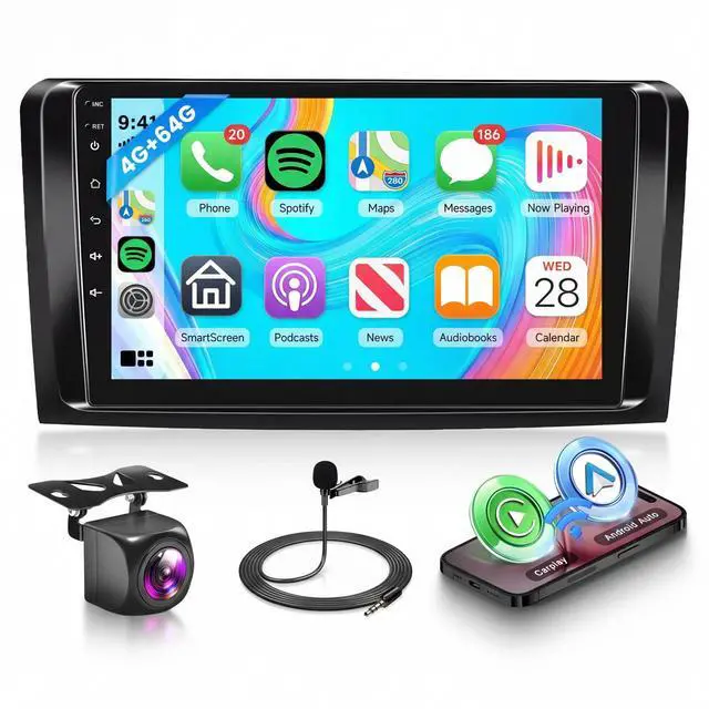 Main image of 4G+64G Android Car Radio for Mercedes-Benz ML-Class W164 ML350 ML500 ML550 2005-2011, 9 Wireless CarPlay Android Auto Car Stereo Mirror Link GPS WiFi BT FM RDS SWC Backup Camera