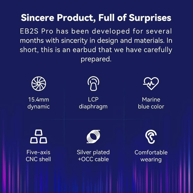 Alt view image 3 of 7 - EB2S Pro 3.5mm Wired Earbuds No Mic 15.4mm LCP Dynamic Headphones 15.4mm LCP dynamic driver; 5-axis CNC aluminum shell; silver-plated OCC cable; pure audio 3.5mm plug for DAPs