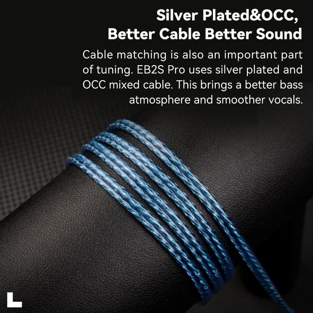 Alt view image 7 of 7 - EB2S Pro 3.5mm Wired Earbuds No Mic 15.4mm LCP Dynamic Headphones 15.4mm LCP dynamic driver; 5-axis CNC aluminum shell; silver-plated OCC cable; pure audio 3.5mm plug for DAPs