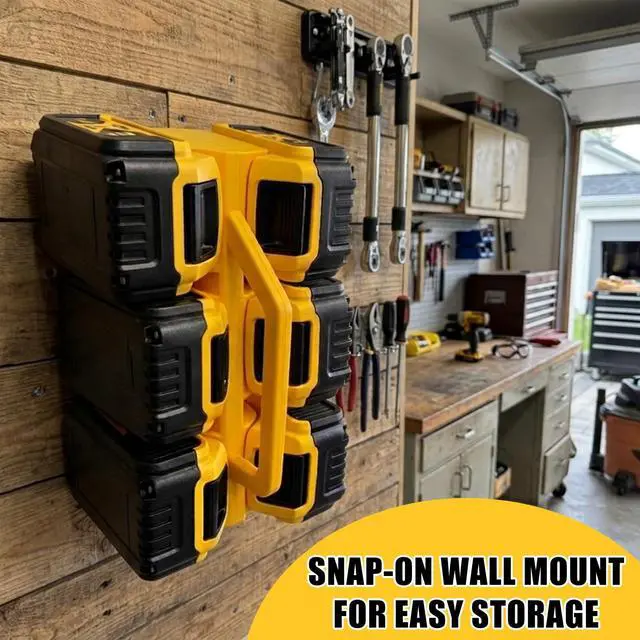 Alt view image 6 of 7 - 2-IN-1 Battery Holder & Wall Mount Organizer for De.Walt 20V/60V Batteries | 6-Slot Portable De.Walt Battery Caddy Storage Case with Handle, Heavy Duty for Jobsite, Garage, Workshop, Van, Truck