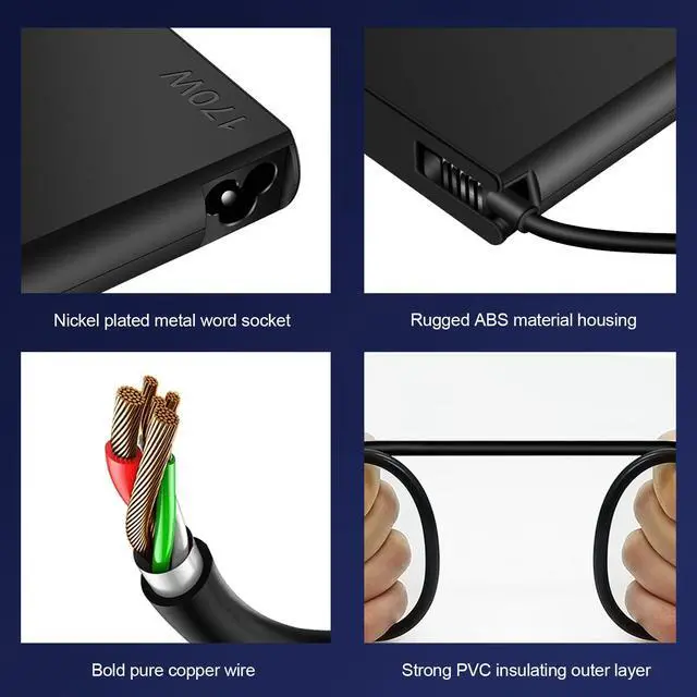 Alt view image 5 of 6 - 170W Charger Compatible with Lenovo LOQ/Legion Slim 5 5i/Yoga Pro 9i/ThinkPad P1 P16 P16v/IdeaPad Pro 5 5i Power Adapter