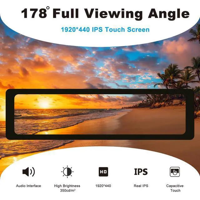 Alt view image 2 of 7 - 11.26 inch 1920x440 HDMI LCD Capacitive Touch Screen for Raspberry Pi 5/4B/3B+/3B