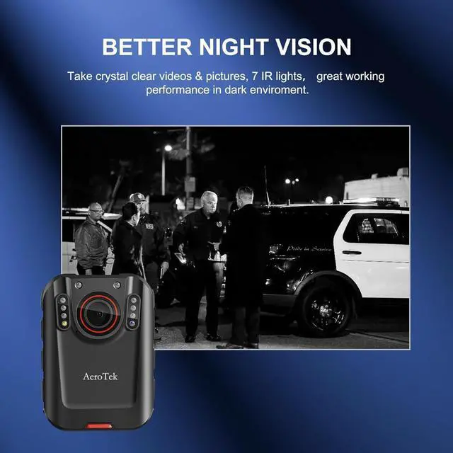 Alt view image 4 of 7 - 2K Body Camera, Police Body Cam with 64GB Video Recording and Ultra Infrared Night Vision, Body Worn Camera for Law Enforcement Recorder