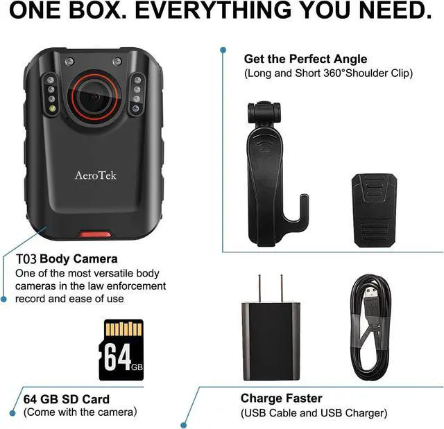 Alt view image 7 of 7 - 2K Body Camera, Police Body Cam with 64GB Video Recording and Ultra Infrared Night Vision, Body Worn Camera for Law Enforcement Recorder