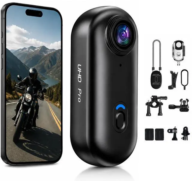 Main image of 4K Mini Body Camera, Waterproof Wearable Cam | for Cycling, Motorcycle, Vlogging, 64GB Built-in Storage, Sports POV Cam, Helmet Mounted, Mount Everywhere