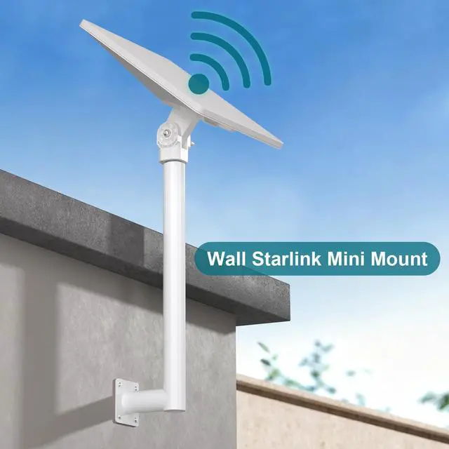 Alt view image 3 of 7 - Wall Mount for Starlink Mini, 1/4-20" Threaded Screw Aluminium Alloy Mounting Pole with Adjustable Pipe Adapter,Easy Installation Drilling Hole,Compatible with 2024/2025/2026 Starlink Mini Version