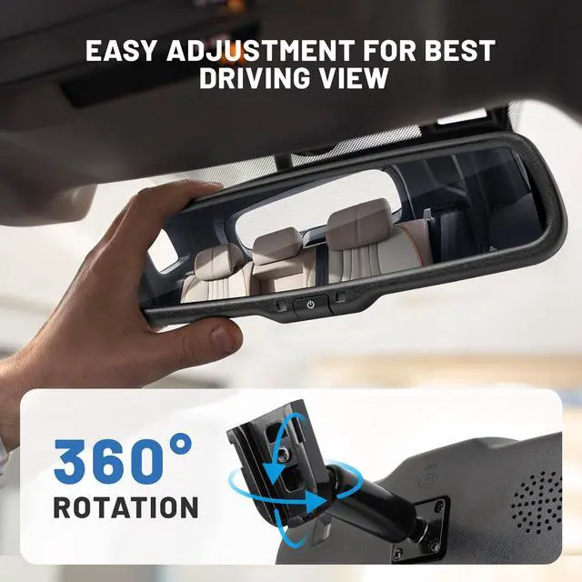 Alt view image 6 of 7 - 4.3" LCD Rearview Mirror Screen OEM Look for Ford F150/250/350 2004-2015, Toyota Tacoma Corolla 2008-2014, Jeep Wrangler 2007-2018 Rear View Mirror Monitor Display with RCA for Backup Camera