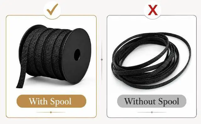 Alt view image 2 of 6 - 300 Feet - 1/4,1/2,3/8 Inch Braided Wire Loom PET Cable Loom Expandable Braided Sleeving Wire Sleeve for AutomotiveTV, Computer, Home Theater, Black