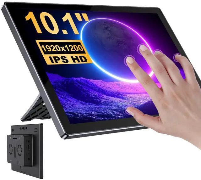 Main image of 10.1 Touchscreen Monitor for Raspberry Pi,1920 * 1200,HDMI USB-C(dark) | 5-point touch,Quick response,Dual-Speaker,16:10,178°viewing angle,400nits,1500:1,VESA,72%NTSC,IPS
