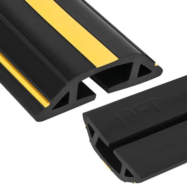 Main image of 10Ft Thickened Floor Cord Cover for Wires, 3-Channel Cable Cover for Busy Indoor Walkways, Cuttable PVC Extension Cord Cover with Textured Base for Home Office Classroom Events