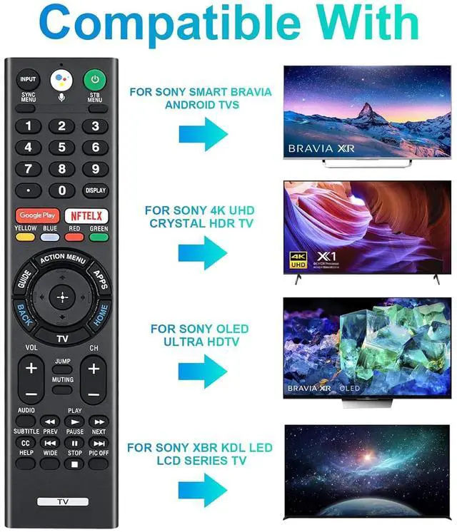 Alt view image 4 of 7 - Replacement for Sony Bravia TV Remote with Voice Control, for Sony RMF-TX300U 4K Smart HDTV XBR-49X800E XBR-55X800E XBR-55X850D XBR-65X850E XBR-85X850D XBR-43X800E XBR-65X930D XBR-75X850E XBR-75X940D