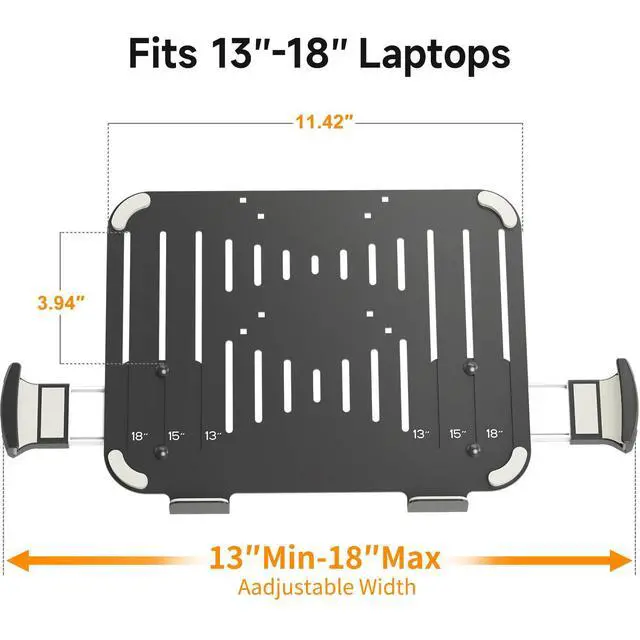 Alt view image 2 of 7 - Adjustable 13 to 18 inch Laptop VESA Arm Mount Tray for Monitor Arms and Stands (Tray Only),Fits 75x75/ 100x100 mm VESA Mount Holes,and Supports Weight up to 10lbs,Black(TP007)