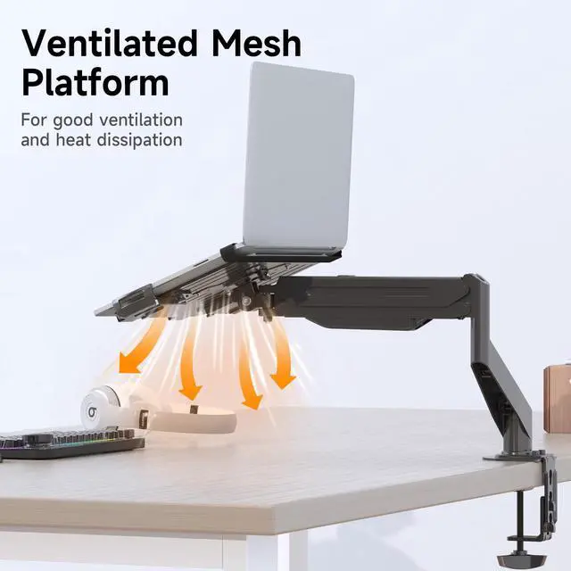 Alt view image 6 of 7 - Adjustable 13 to 18 inch Laptop VESA Arm Mount Tray for Monitor Arms and Stands (Tray Only),Fits 75x75/ 100x100 mm VESA Mount Holes,and Supports Weight up to 10lbs,Black(TP007)